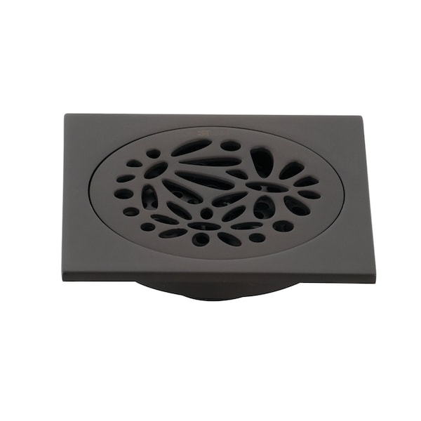 Watercourse Floral 4" Square Grid Shower Drain, Bronze